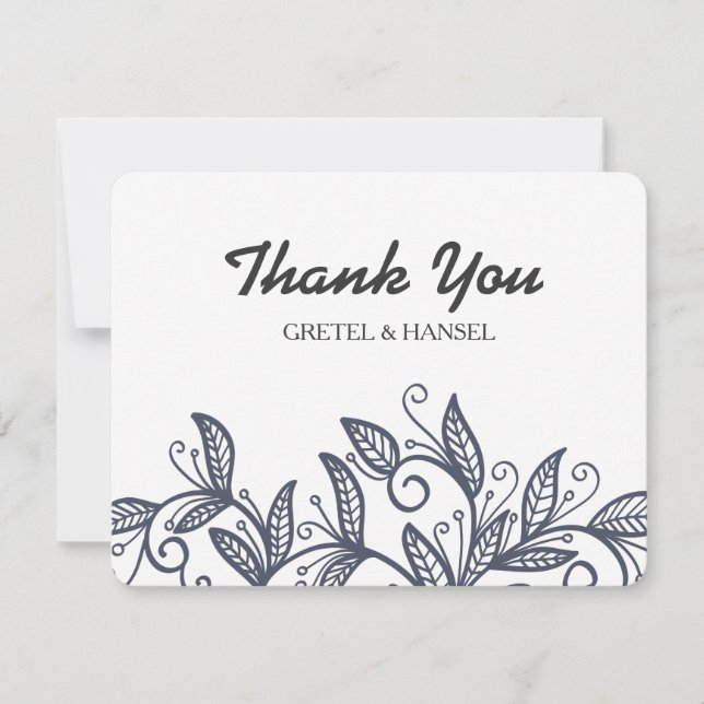 doodle leaves thank you card (Front)