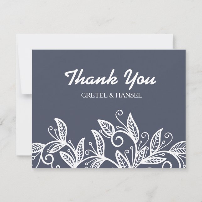 doodle leaves thank you card (Front)