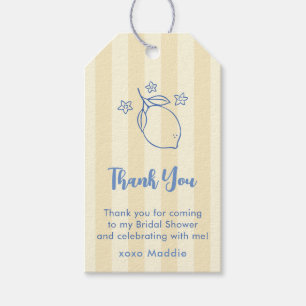Doodle Lemon Yellow Blue Bridal Shower Favor Tags