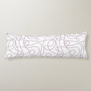 Doodle Line Art Pattern Mauve on White Body Pillow