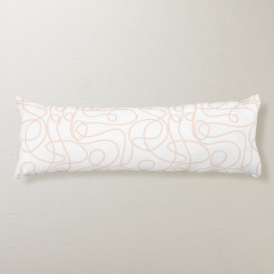 Doodle Line Art Pattern Peach/Apricot on White Body Pillow