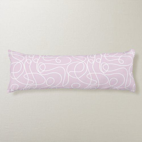 Doodle Line Art Pattern  White on Dusty Pink Body Pillow