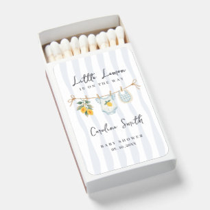 doodle little lemon citrus whimsical baby shower matchboxes