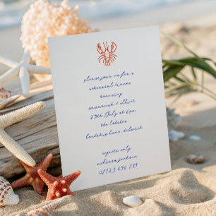 Doodle Lobster Wedding Rehearsal Dinner Invitation