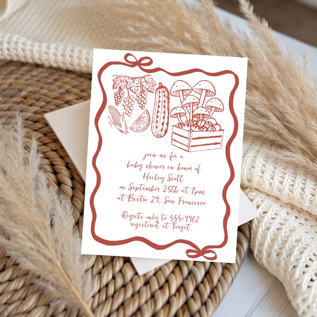 doodle Locally Grown Farmer's Market Baby Shower Invitation (Creator Uploaded)
