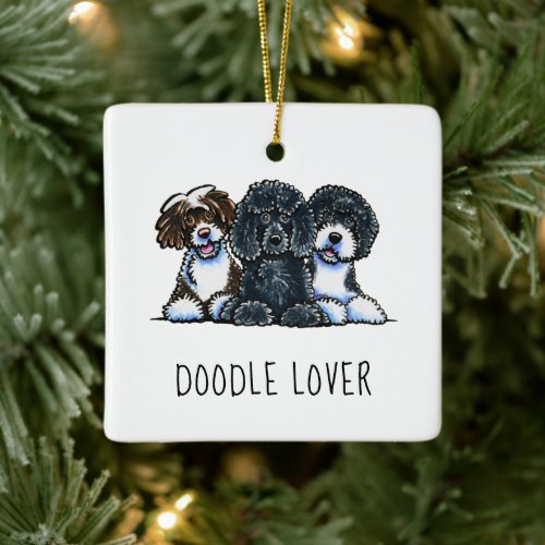 Doodle Lover Personalized Christmas Ceramic Ornament