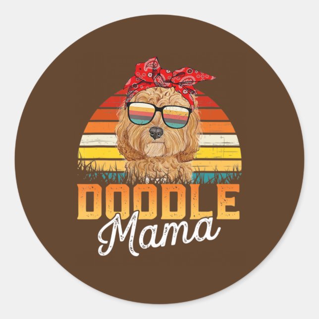 Doodle Mama Best Doodle Mom Ever Mothers Day For Classic Round Sticker (Front)