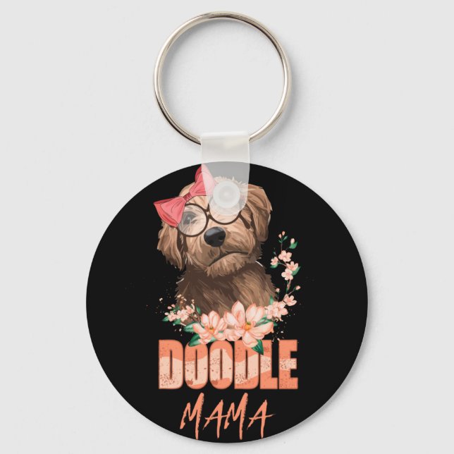 Doodle Mama Gift Goldendoodle Mom Dog Lover Gift Keychain (Front)