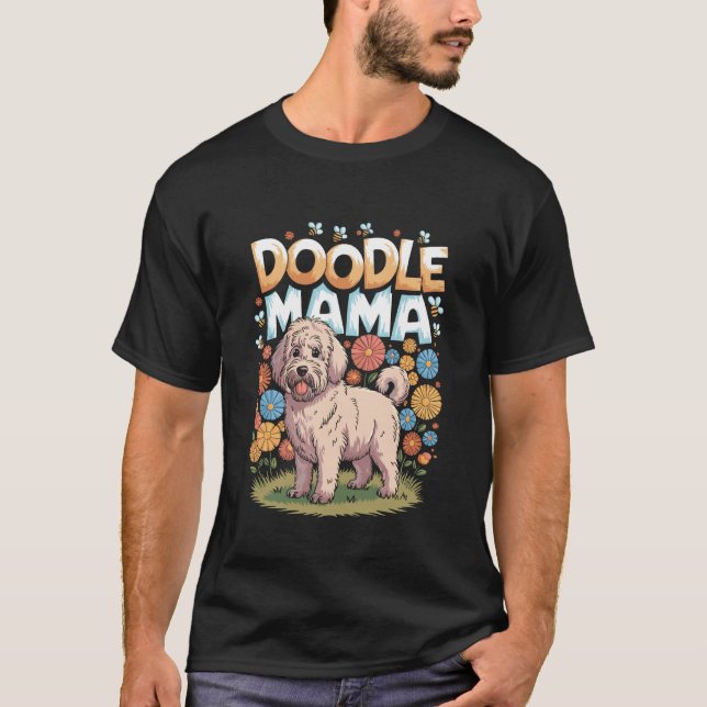 Doodle Mama Retro Dog Sunset Design T-Shirt (Front)