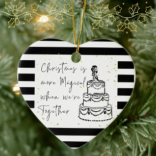 Doodle merry and married ceramic ornament