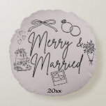 Doodle merry and married round pillow<br><div class="desc">Doodle merry and married christmas ornaments. Merry and married ornaments</div>
