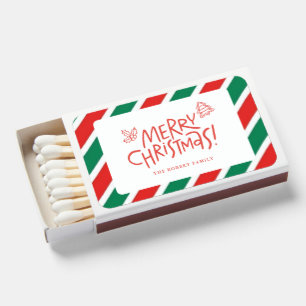 Doodle modern merry christmas party card matchboxes