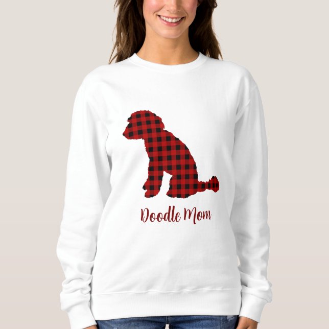 Doodle Mom Labradoodle In Buffalo Check Plaid Sweatshirt (Front)