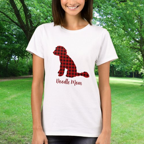 Doodle Mom Labradoodle In Buffalo Check Plaid T_Shirt