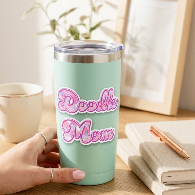 Doodle Mom Pink Heart Pop Art Typography Sticker (Creator Uploaded)