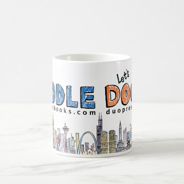 Doodle mug: Blue and Orange Coffee Mug (Center)