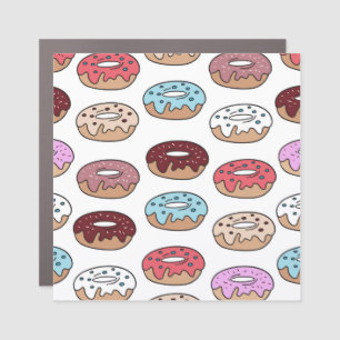 Doodle Multi-Colored Donuts Background. Car Magnet