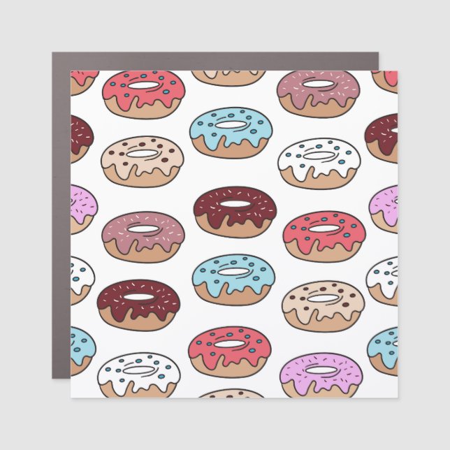 Doodle Multi-Colored Donuts Background. Car Magnet (Front)