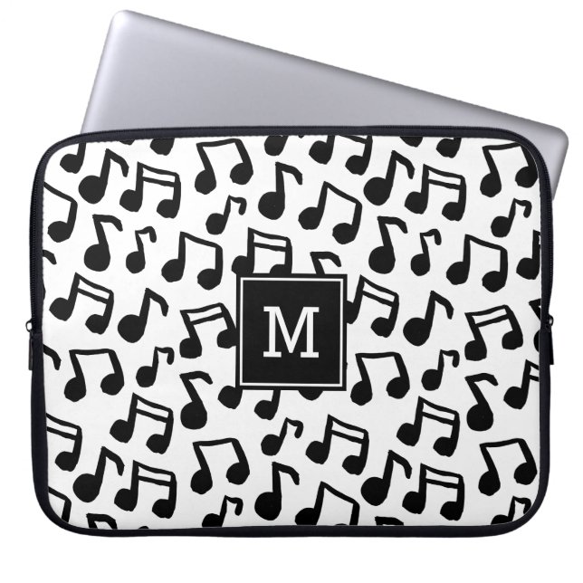 Doodle Music notes personalized monogram Laptop Sleeve (Front)