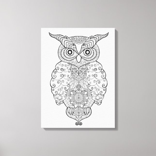 Doodle Owl 6 Canvas Print (Front)