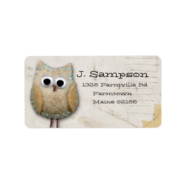 doodle owl address label (Front)