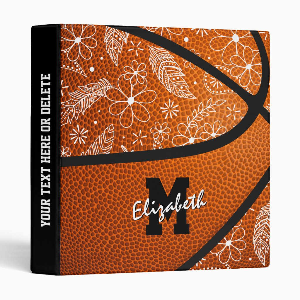 doodle paisley feathers floral pattern basketball binder