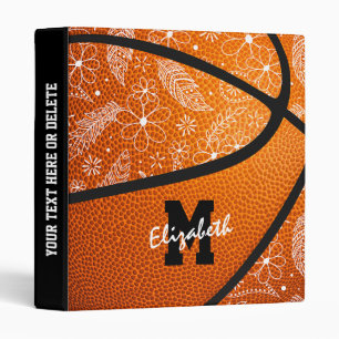 doodle paisley feathers floral pattern basketball 3 ring binder