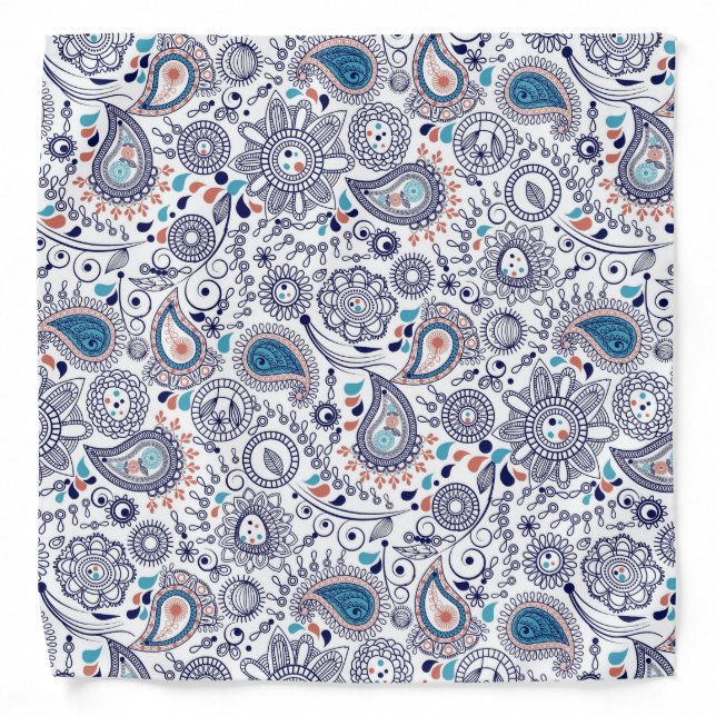 Doodle Paisley Pattern Bandana (Front)