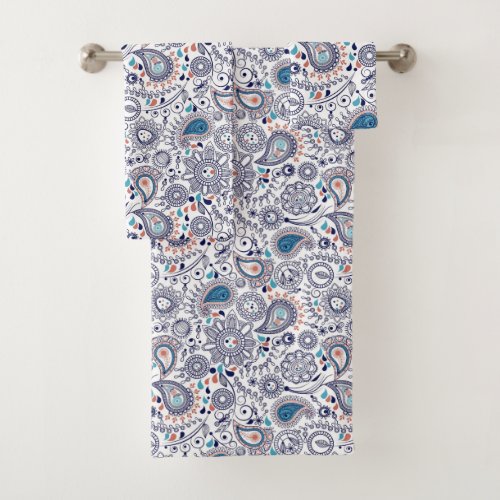 Doodle Paisley Pattern Bath Towel Set