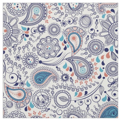 Doodle Paisley Pattern Fabric