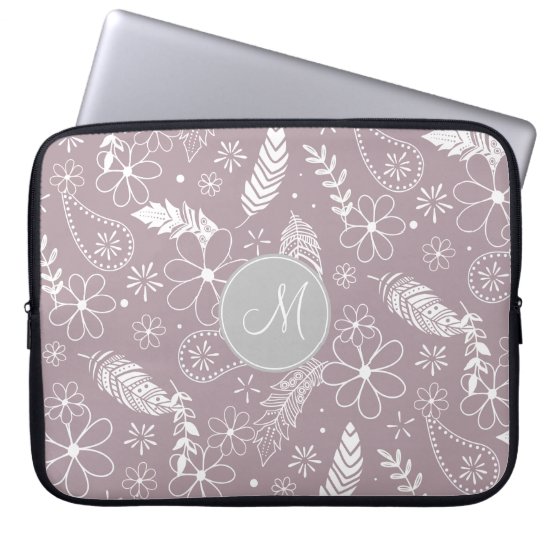 doodle paislies feathers flowers lilac ANY color Laptop Sleeve