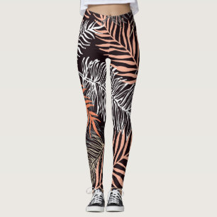 Doodle Palm: Hand-Drawn Leafy Pattern. Leggings