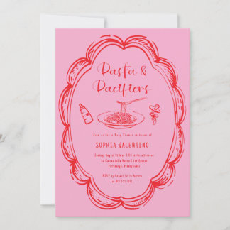 Doodle Pasta and Pacifiers Baby Shower Invitation
