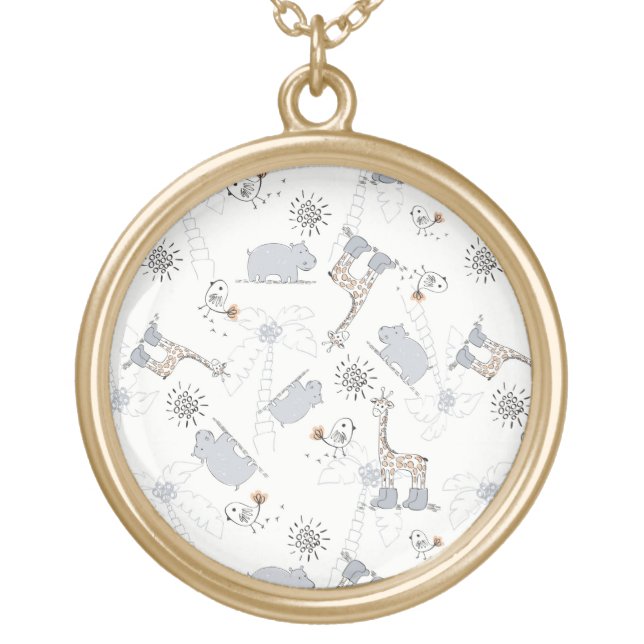 doodle pattern 2 gold plated necklace (Front)