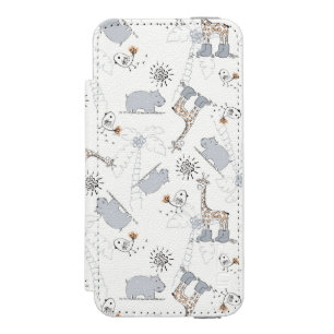doodle pattern 2 wallet case for iPhone SE/5/5s