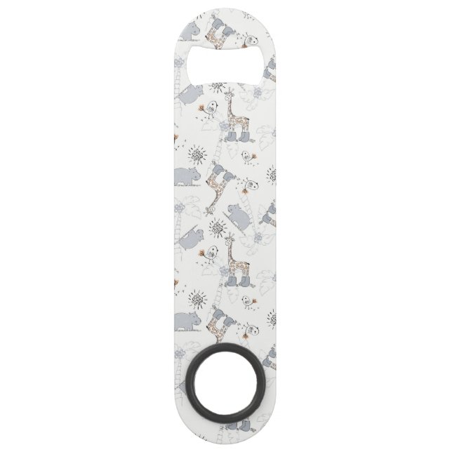 doodle pattern 2 speed bottle opener (Front)