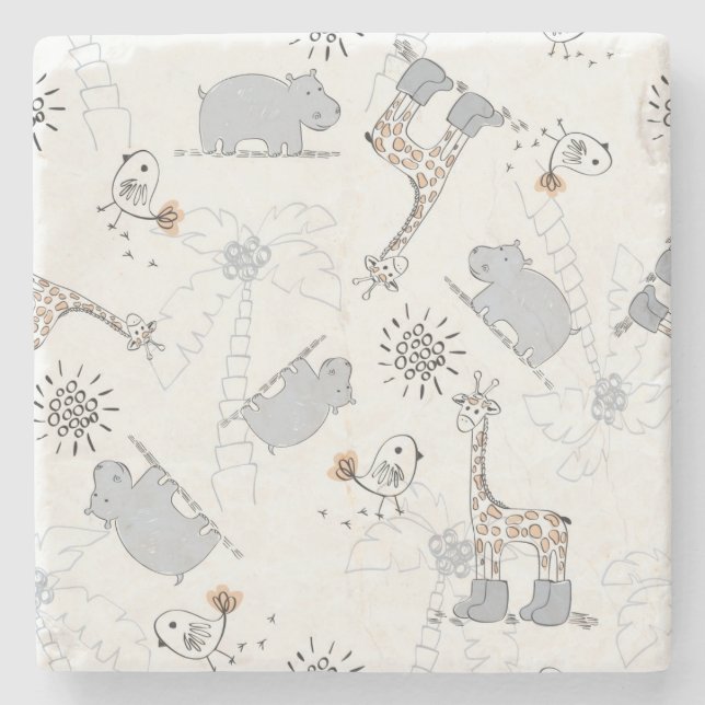 doodle pattern 2 stone coaster (Front)