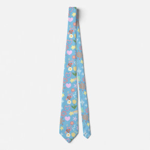 Doodle pattern pastel shade D Blue BG Neck Tie