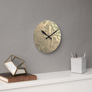 Doodle pattern with relief round clock