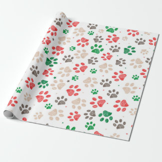 Doodle paw prints Christmas Wrapping Paper