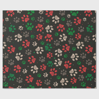 Doodle paw prints Christmas Wrapping Paper