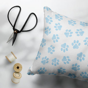 Doodle Paws, Dog Paws, Baby Blue Paws Accent Pillow