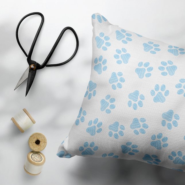 Doodle Paws, Dog Paws, Baby Blue Paws Accent Pillow (Creator Uploaded)