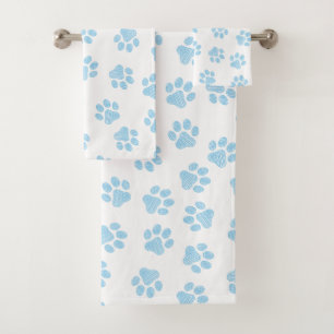 Doodle Paws, Dog Paws, Baby Blue Paws Bath Towel Set