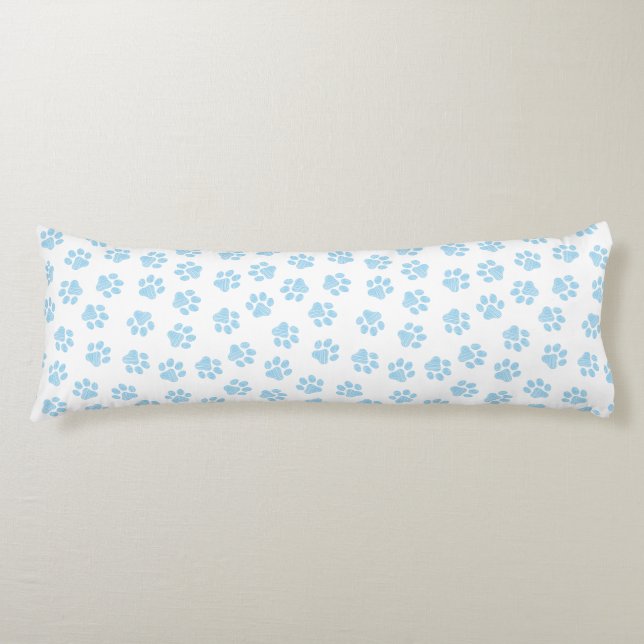 Doodle Paws, Dog Paws, Baby Blue Paws Body Pillow (Front)