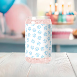 Doodle Paws, Dog Paws, Baby Blue Paws Can Glass