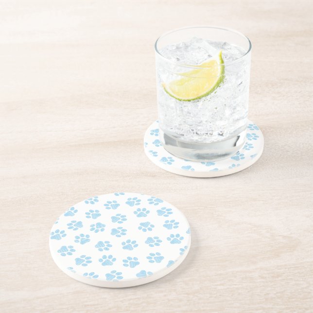 Doodle Paws, Dog Paws, Baby Blue Paws Coaster (Side)