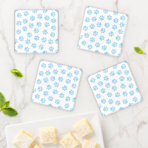 Doodle Paws, Dog Paws, Baby Blue Paws Coaster Set