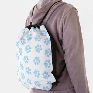 Doodle Paws, Dog Paws, Baby Blue Paws Drawstring Bag
