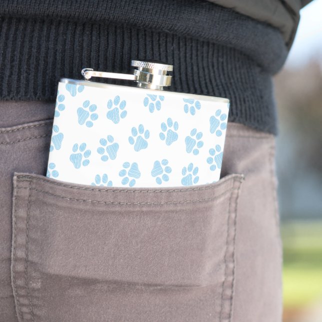 Doodle Paws, Dog Paws, Baby Blue Paws Flask (In Situ)